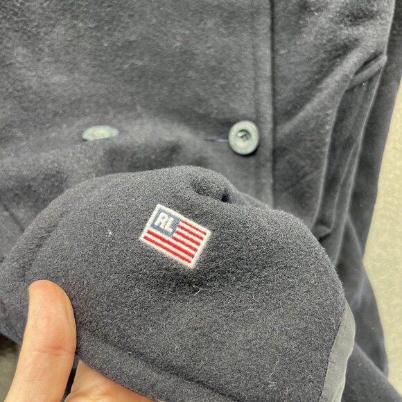 Polo Jeans Co Ralph Lauren Coat Womens Petite Medium Black Wool Peacoat Jacket - Picture 8 of 11